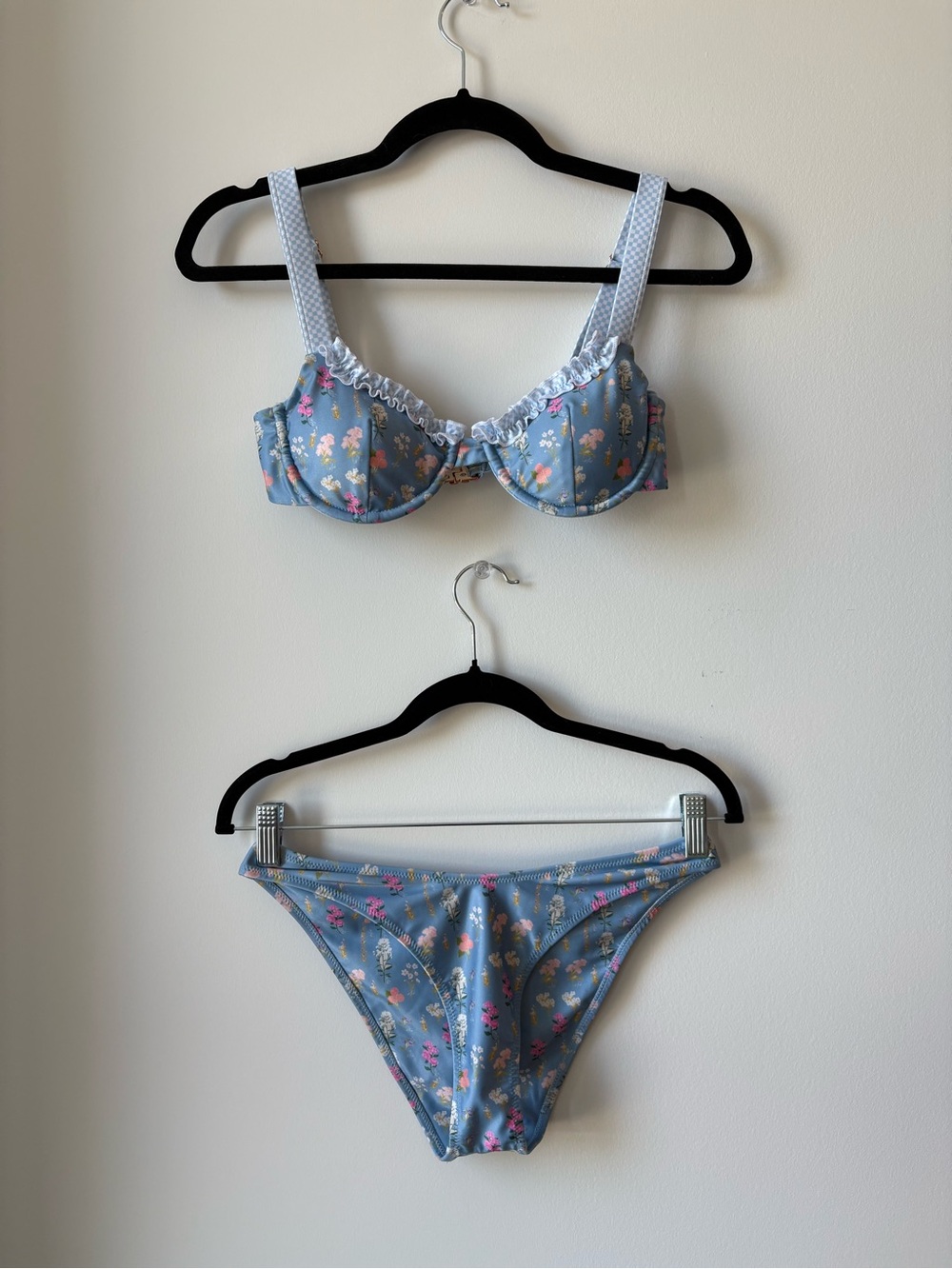 Strawberry Milk Mob Floral Light Blue Bikini Set with Pink & Yellow Accents